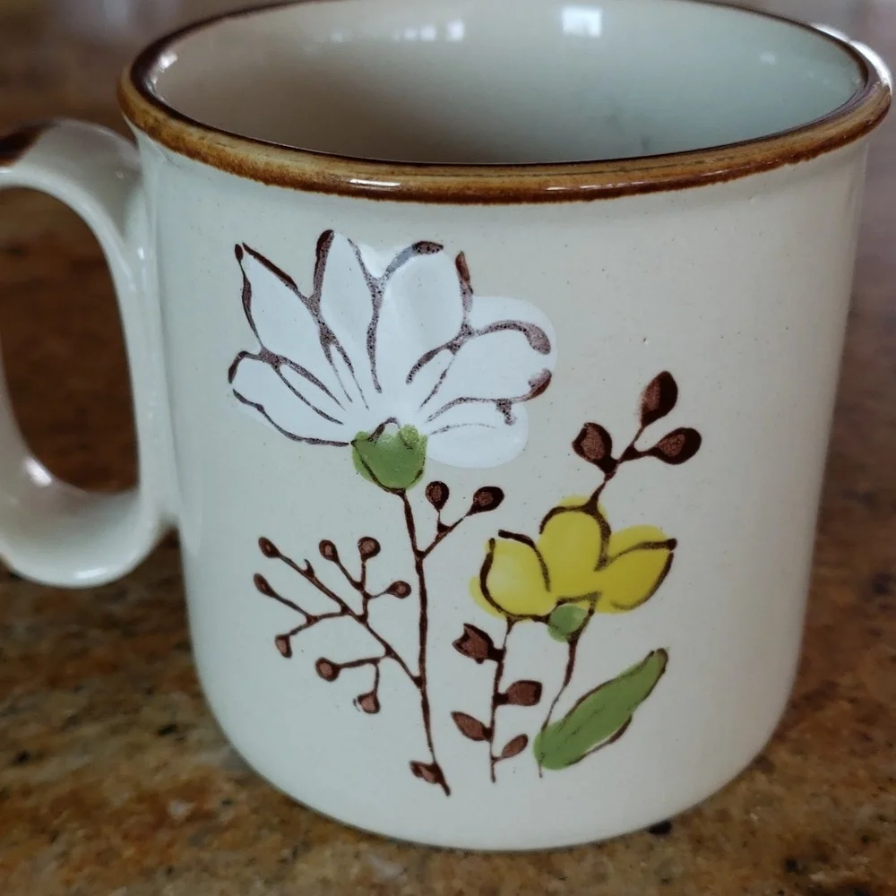 Vintage Floral JMP Casualstone Korea Coffee Mug Cup, Set of 2